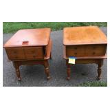 Pair Of Maple Two-Tier End Tables