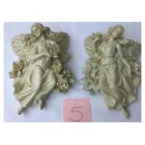 Pair Resin Angel Wall Plaques