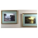 Pair Of Vtg Landscape Prints In Gilt Frames
