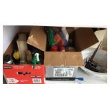 Assorted Household Cleaning Supplies And Basin