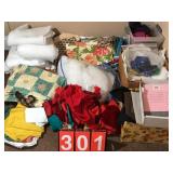 Assorted Material And Sewing Supplies