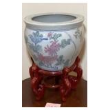 Chinese Style Porcelain Fish Bowl Planter