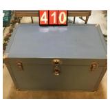 Vtg Gray  Storage Trunk w/ Tray