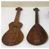 Vintage Hand-Carved Wooden Instruments Pair...