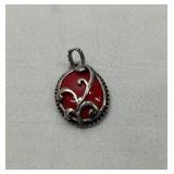 Beautiful 925 Sterling Silver Red Stone Pendant