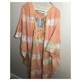 Beautiful Peach And Green Tie-Dye Kaftan