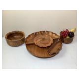 Vtg Wooden Serving Set