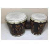 Vintage Tribal Bongo Drum Set 5 1/2 x 11 in