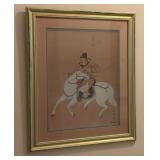 Beautiful Vtg Asian Horseman Painting Signed