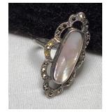 Beautiful Sterling Mother Of Pearl Ring Size 6