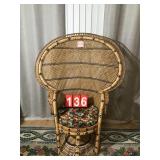 Vtg Natural Wicker Peacock Chair