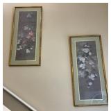 Pair Of Signed Asian Style Floral Prints