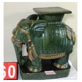 Large Vtg Glazed Ceramic Elephant Plant Stand