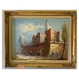 Oil Painting Castle Scene Signed Tckos