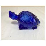 Vintage Cobalt Blue Glass Turtle Figurine
