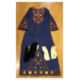 Blue Embroidered Caftan w/ Slippers And Socks