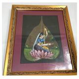 Vtg Hand-Painted Bodhi Leaf Art