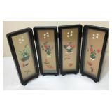 Vintage Four-Panel Hardstone Tabletop Screen