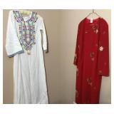 Two Embroidered Full-Length Dresses Small