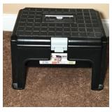 Black Plastic Step Stool w/ Sewing Supplies
