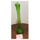 Amazing Vtg Green Art Glass Bud Vase 14.5in