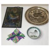 Vtg Religious Plaque & Jerusalem Tray