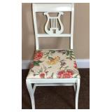 Vtg Lyre Back Side Chair Floral Upholstery