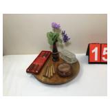 MCM Wood Lazy Susan & Serving Set