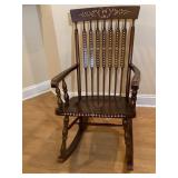 Vtg Windsor Style Floral Rocking Chair with...