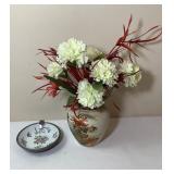 Beautiful Chinese Style Vase w/ Dish