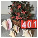 Artificial Azalea Plant And Conch Shells