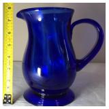 Vintage Cobalt Blue Art Glass Pitcher
