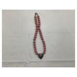 Beautiful Pink stone Bead Heart Necklace