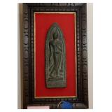 Vtg Bronze Buddha Plaque In Wood Frame