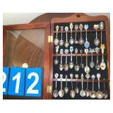 Souvenir Collector Spoons In Display Case