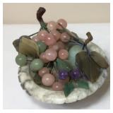 Decorative Stone Fruit In Footed Marble Bowl