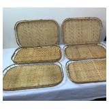 Beautiful Vtg Woven Bamboo Serving Trays