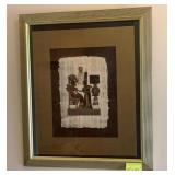 Beautiful Vtg Egyptian Papyrus Painting Signed