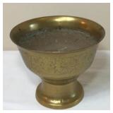Etched Brass Pedestal Bowl