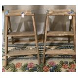 Pair Of Vtg Wooden Step Stools