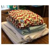 Assorted Bedding And Crochet Throw Blanket