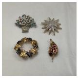 Beautiful Assorted Costume Brooches