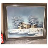 Graves Signed Winter Landscape Oil Painting