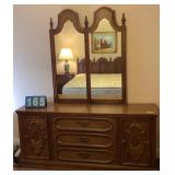 Wooden Dresser w/ Dual Mirror
