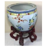 Chinese Style Porcelain Fish Bowl Planter 20x14in