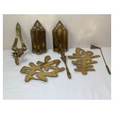 Vtg Brass Wall Sconces And Asian Style Decor
