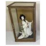Vintage Japanese Geisha Doll In Glass Case