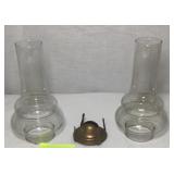 Vtg Oil Lamp Components 9 in Tall
