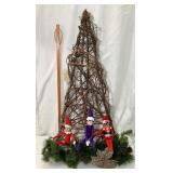 Christmas Twig Tree w/ Elf Figures