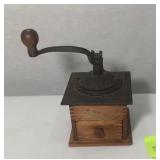 Antique Wood & Cast Iron Coffee Mill